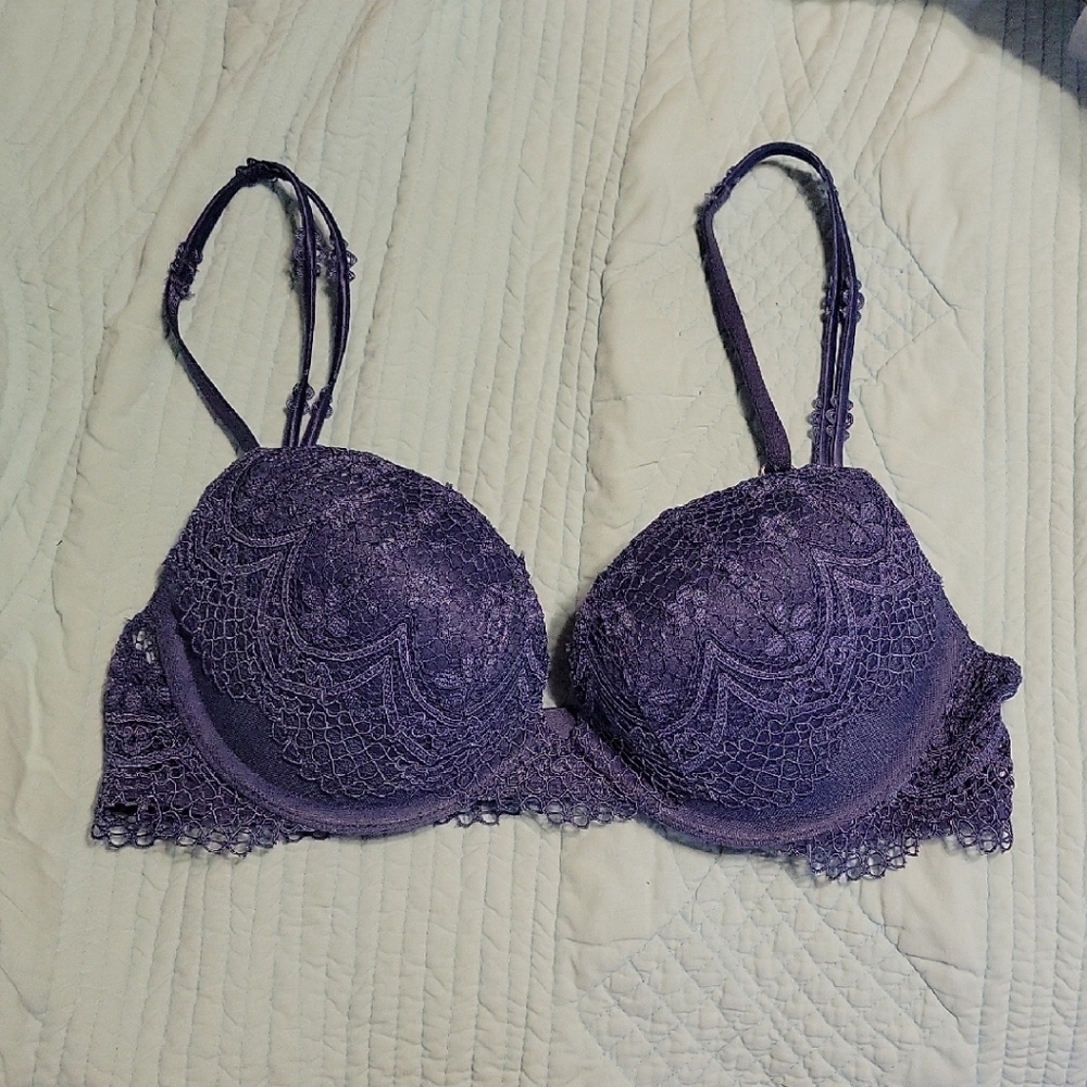 Victoria's Secret Slate Blue Lace Push-Up Bra